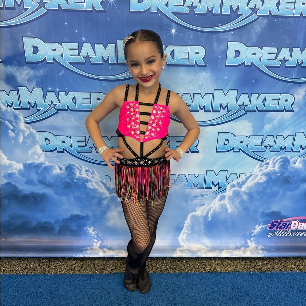 Glamour Pink and Black Kids Dance Costume